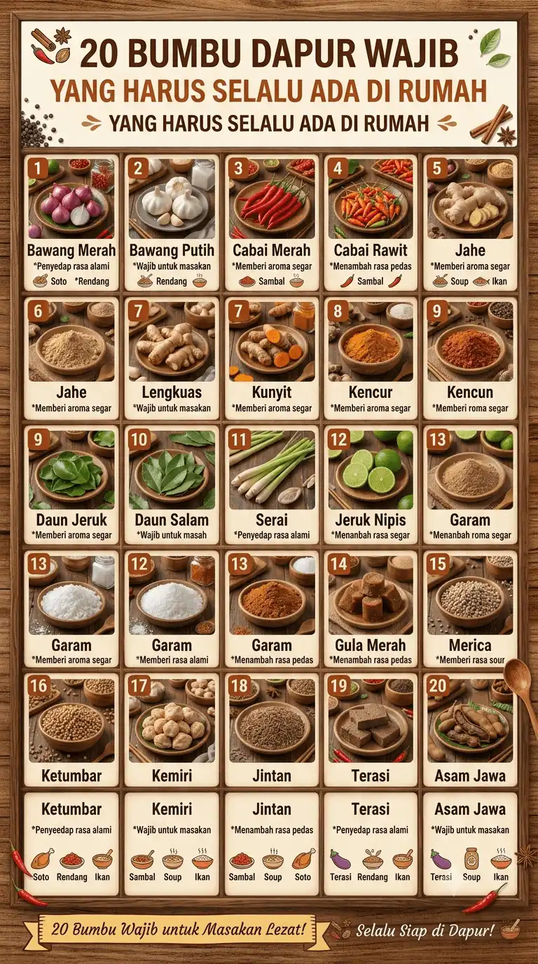 20 Bumbu Dapur Wajib yang Harus Selalu Ada di Rumah