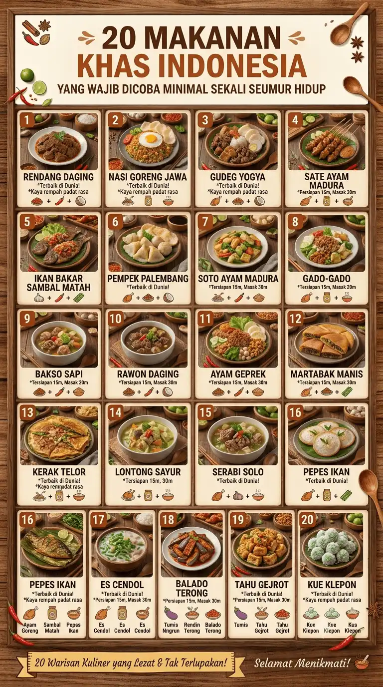 20 Makanan Khas Indonesia yang Wajib Dicoba Minimal Sekali Seumur Hidup