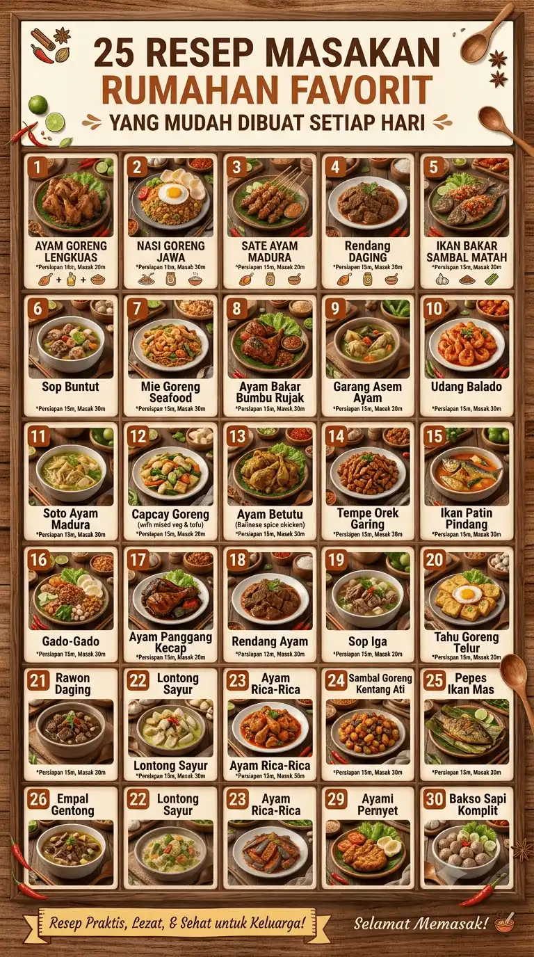 25 Resep Masakan Rumahan Favorit yang Mudah Dibuat Setiap Hari