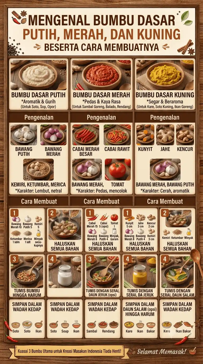 Mengenal Bumbu Dasar Putih, Merah, dan Kuning Beserta Cara Membuatnya